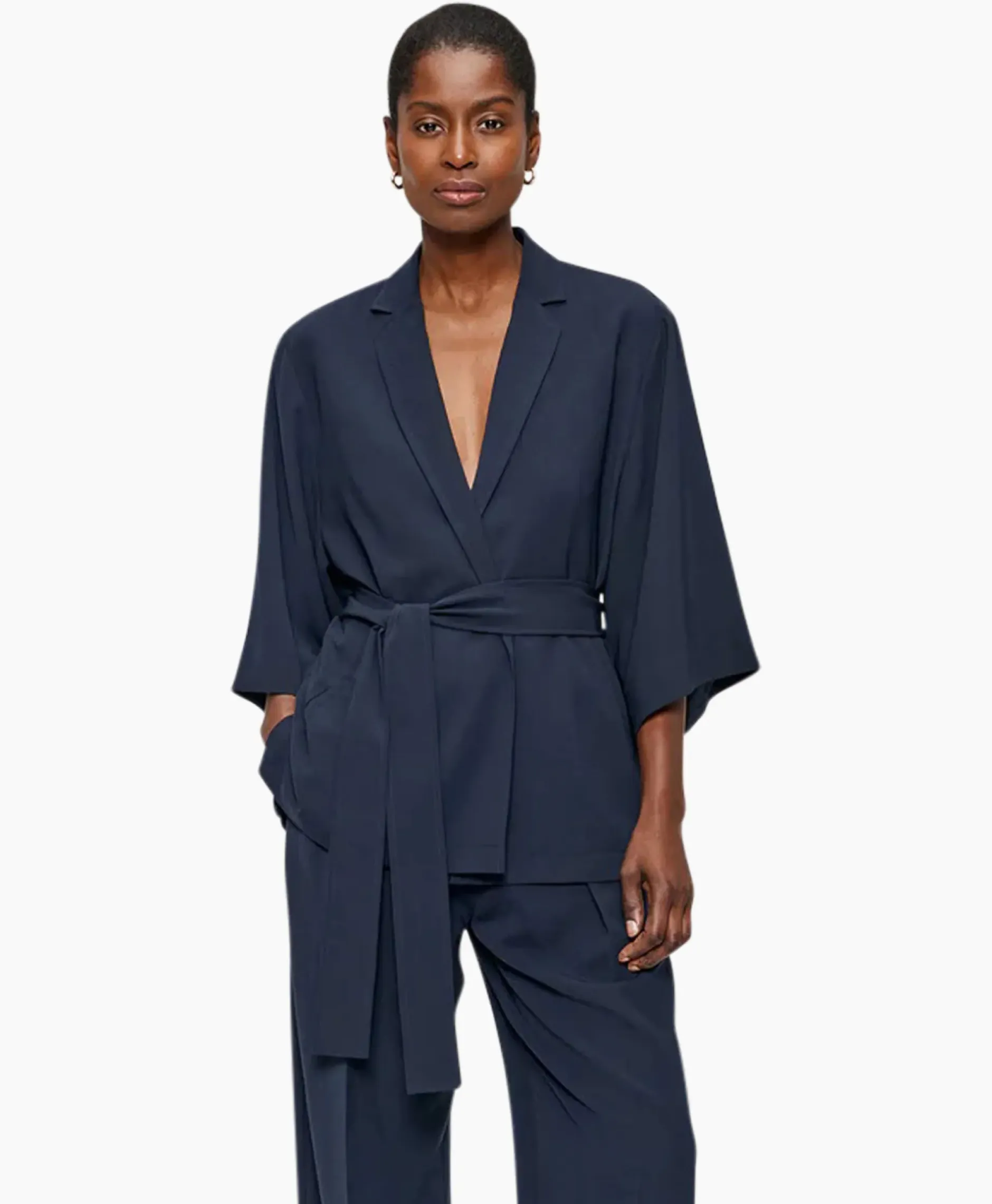 Vest Japanse Crepe Kimono Donker Blauw^Zenggi