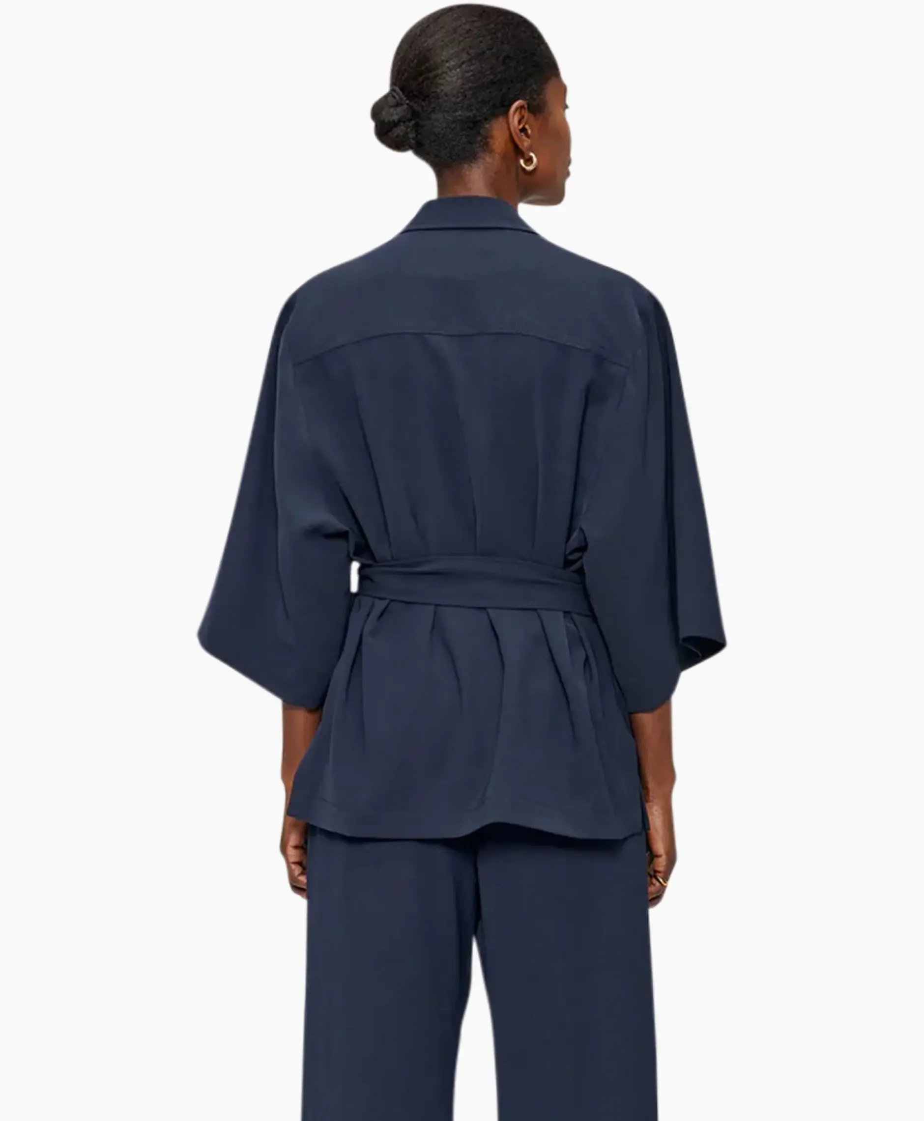 Vest Japanse Crepe Kimono Donker Blauw^Zenggi